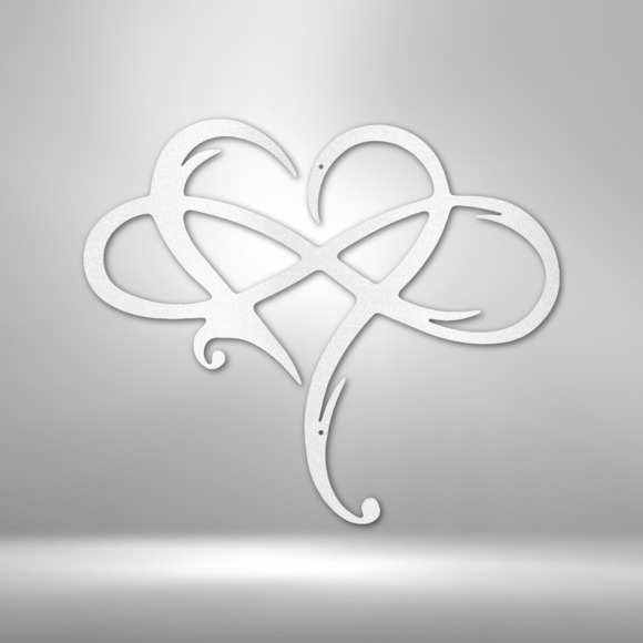 Infinity and Heart Steel Sign Laser Cut Powder Coated Home & Office Metal Wall D